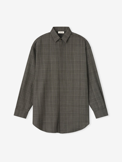 Essentials Wool Relaxed Classic Shirt Flint Tartan