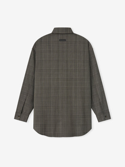 Essentials Wool Relaxed Classic Shirt Flint Tartan