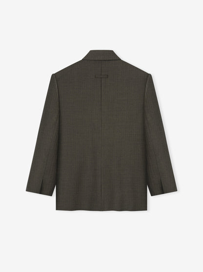 Essentials Chevron Wool Single Breasted Blazer Iron Chevron