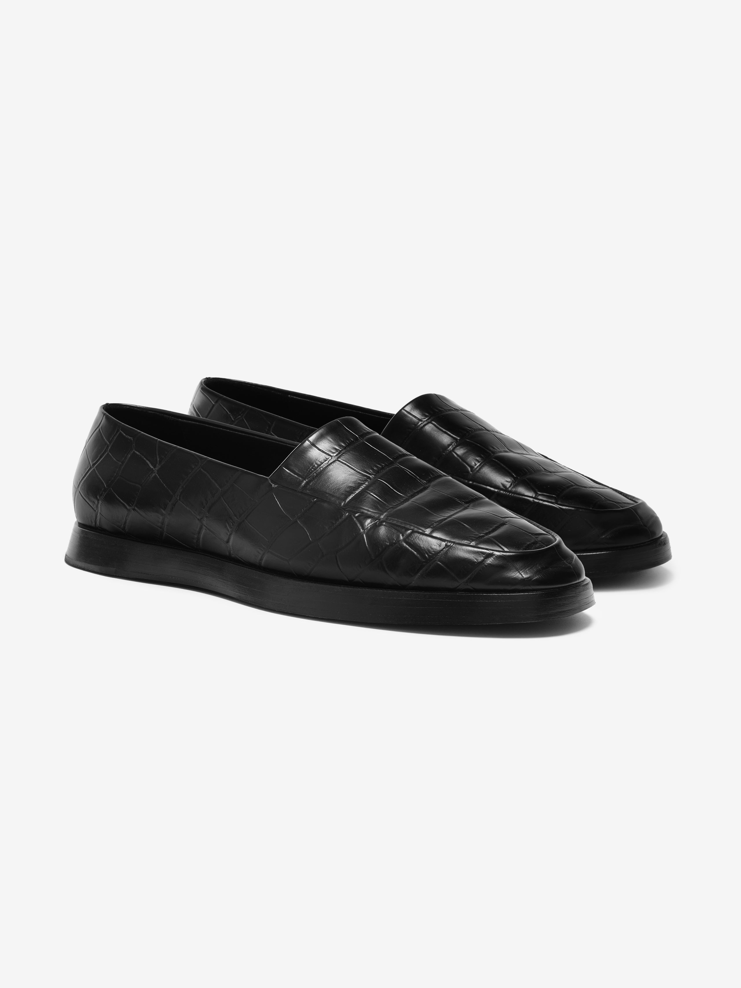 Essentials Croc Embossed Loafer Deep Black