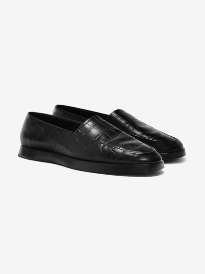Essentials Croc Embossed Loafer Deep Black