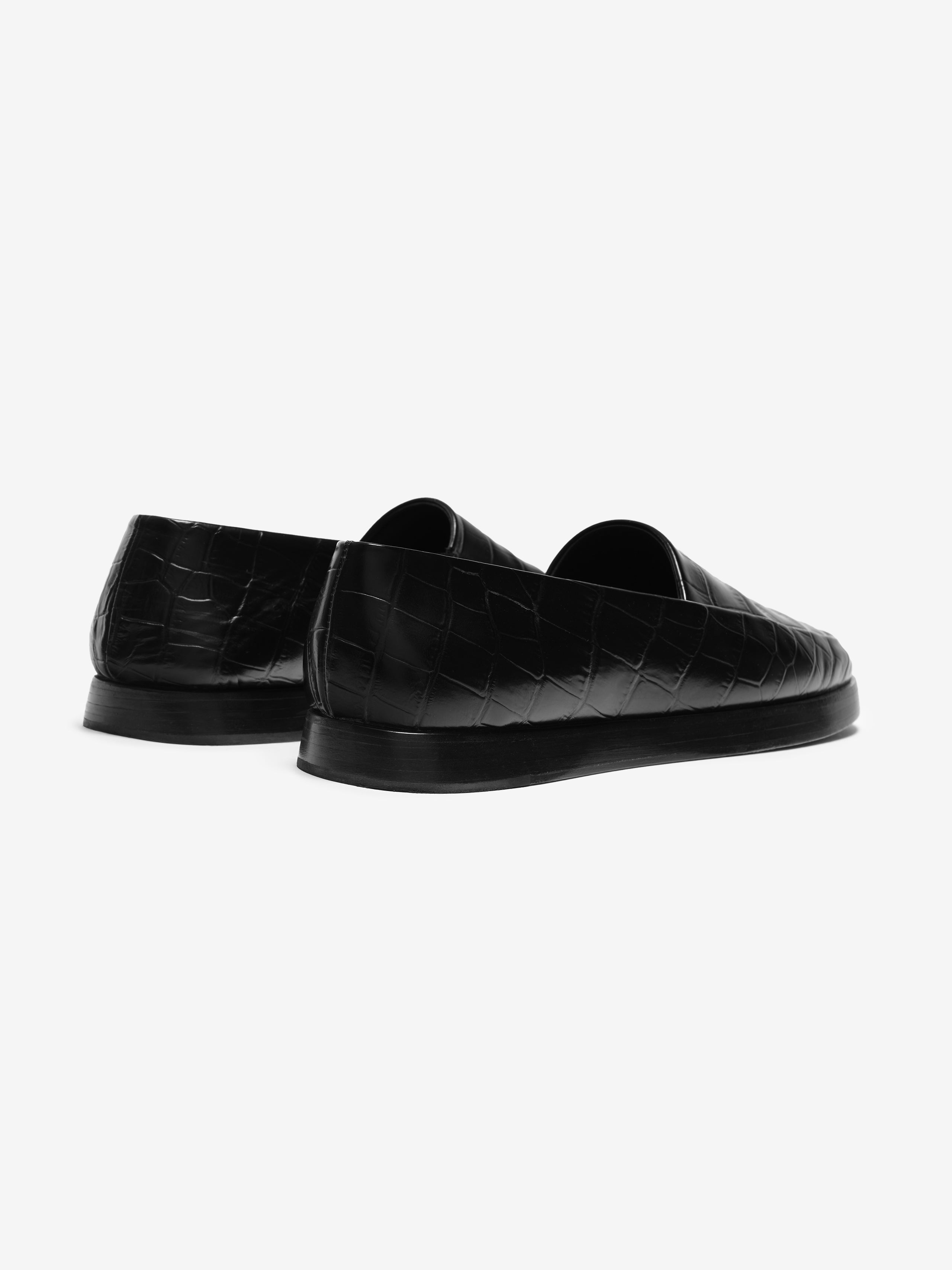 Essentials Croc Embossed Loafer Deep Black