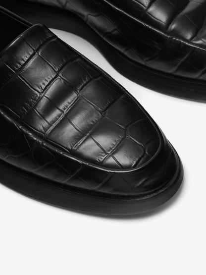 Essentials Croc Embossed Loafer Deep Black