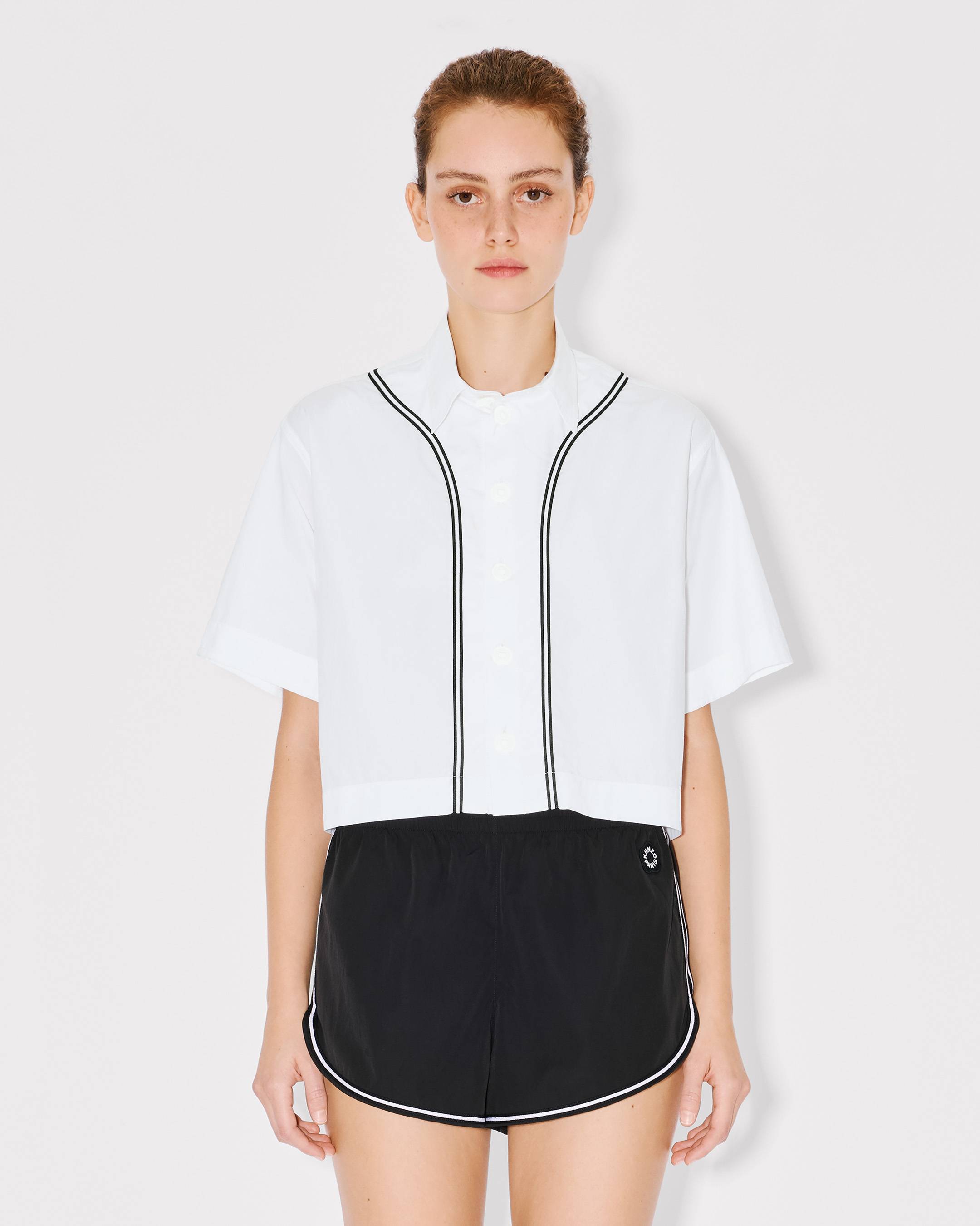 Kenzo Boke Flower 20 Baseball Short Sleeve Shirt In Poplin Cotton Women's