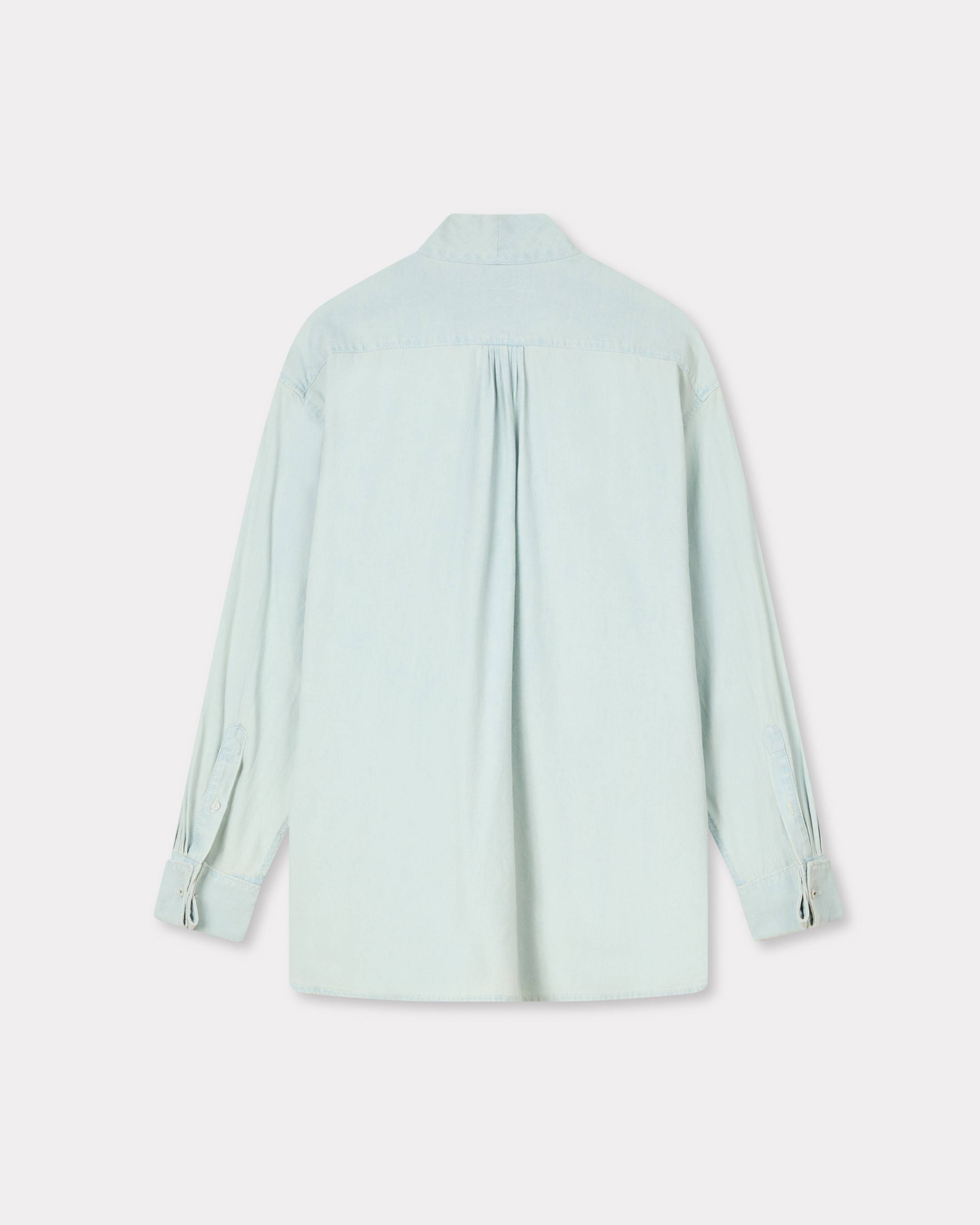 Kenzo Oversized Bow Shirt In Stone Bleach Chambray Women's