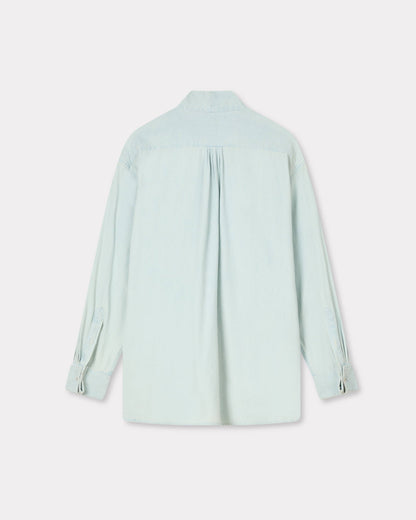Kenzo Oversized Bow Shirt In Stone Bleach Chambray Women's