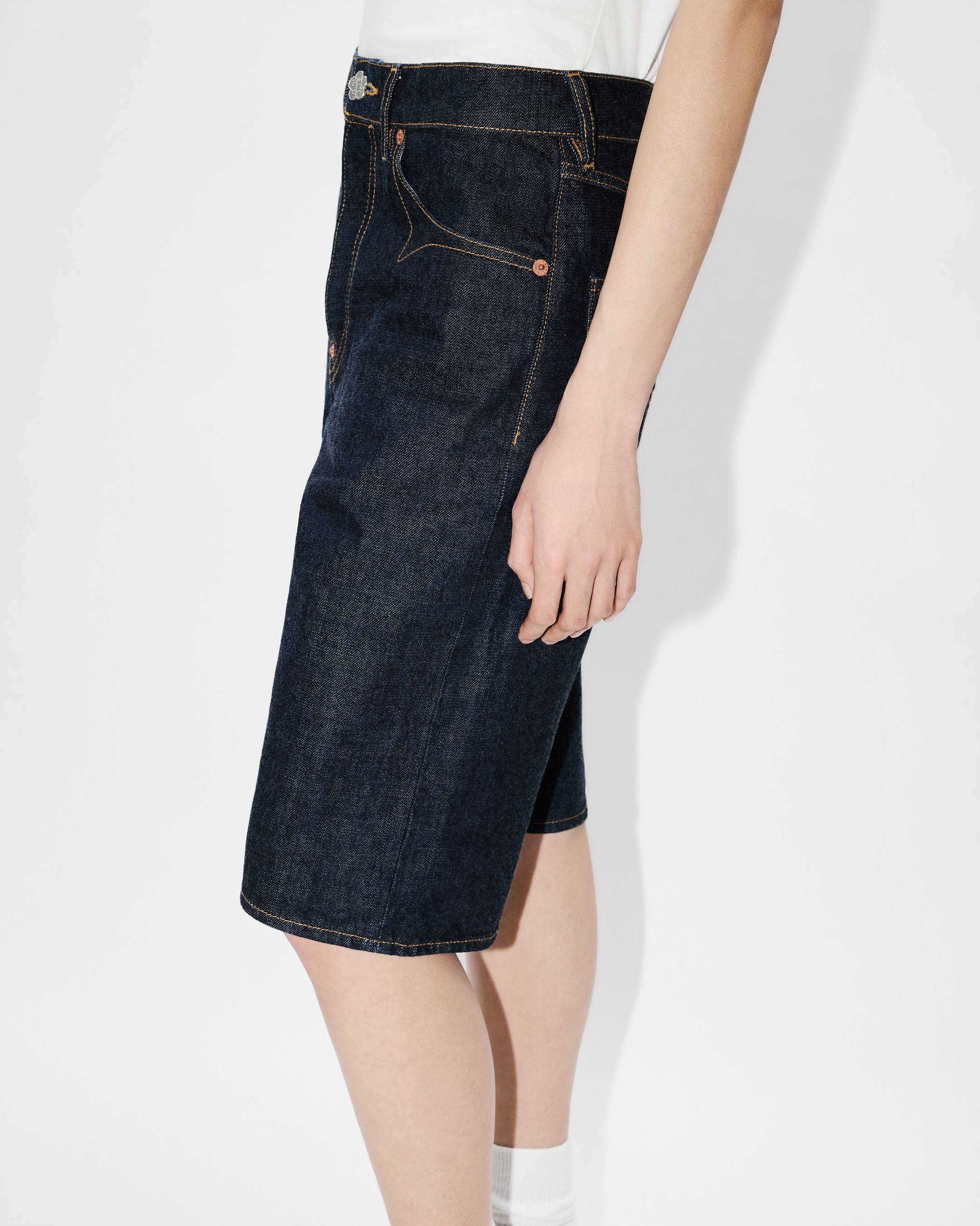 Kenzo Lowwaist Boyfriend Bermuda In Japanese Denim Women's