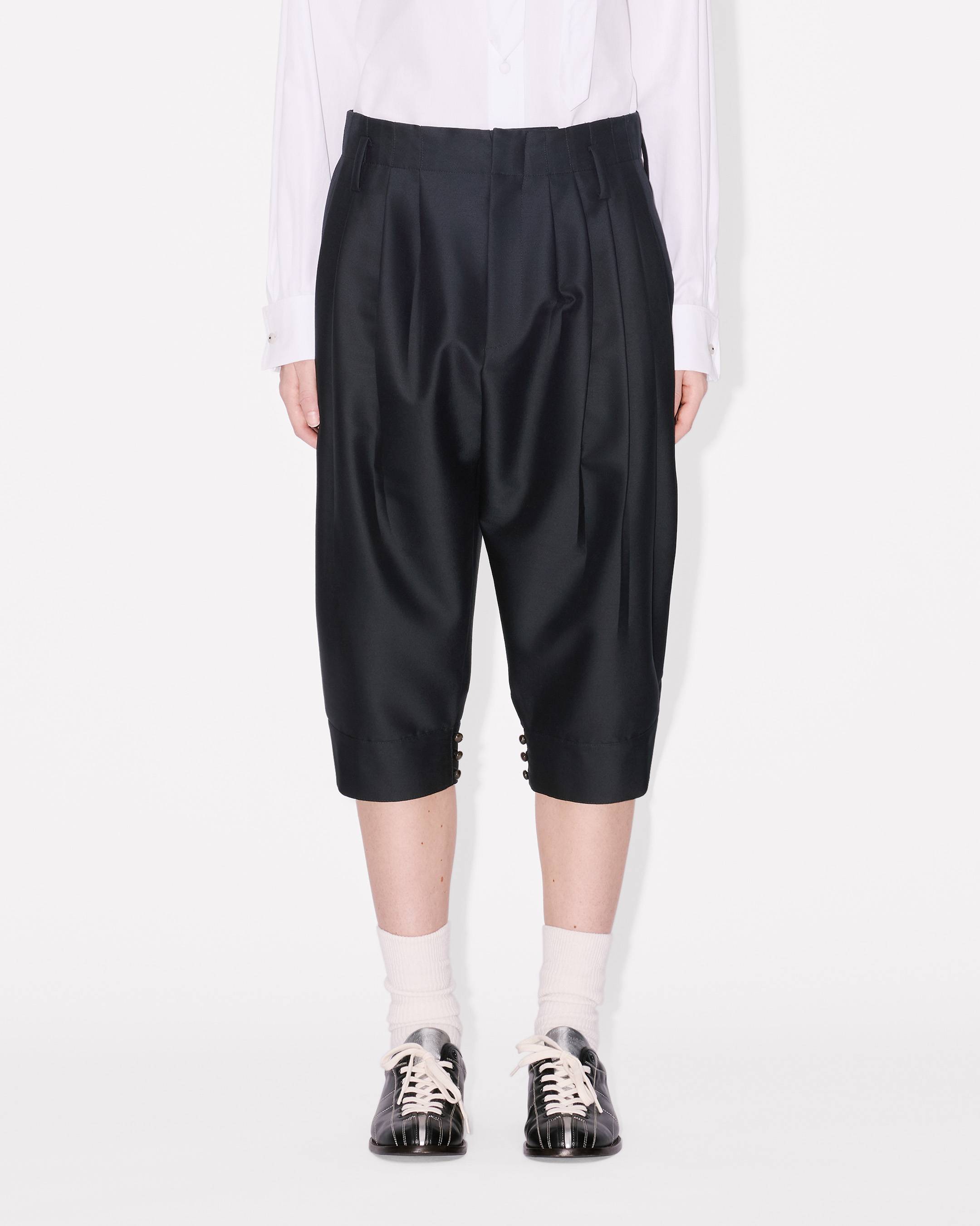 Kenzo Tailored Cropped Pleated Pants In Virgin Wool And Silk Women's