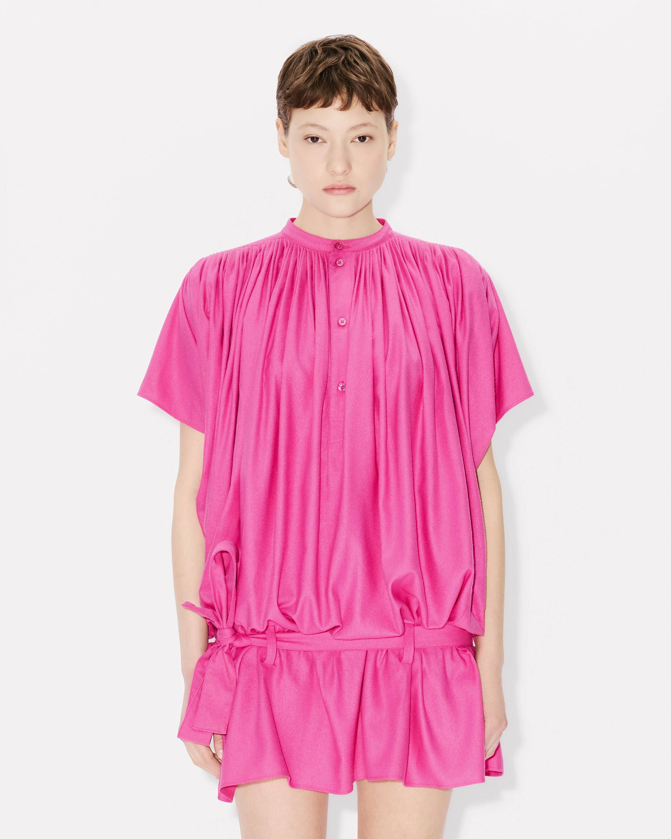 Kenzo Oversized Pleated Dress In Silk Floss Women's