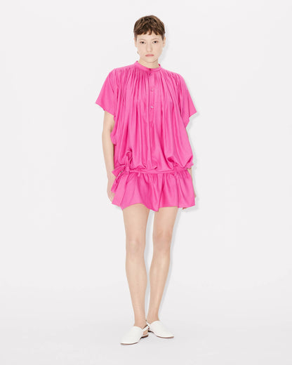 Kenzo Oversized Pleated Dress In Silk Floss Women's