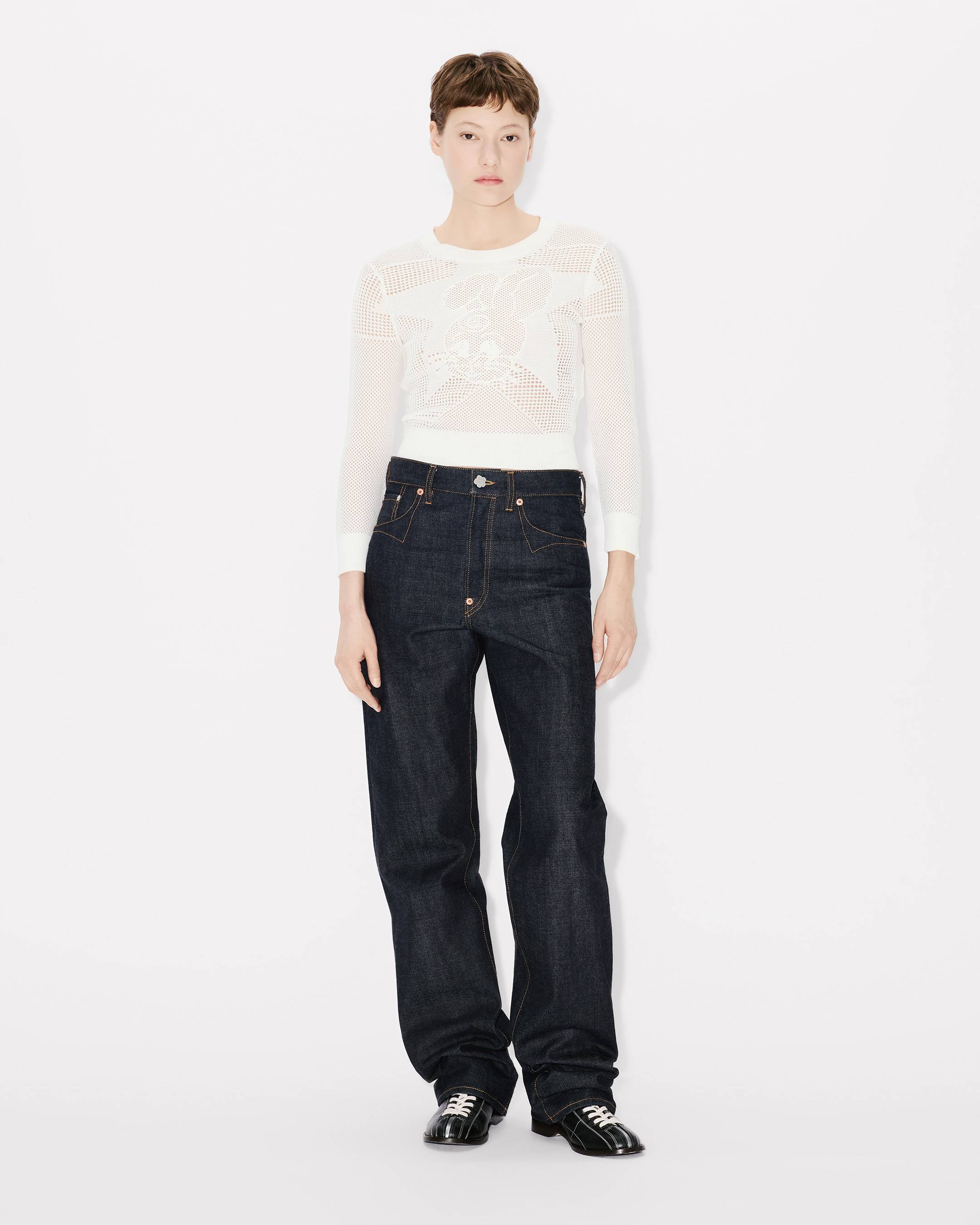 Kenzo Cartoon Long Sleeve Cropped Top In Cotton Women's