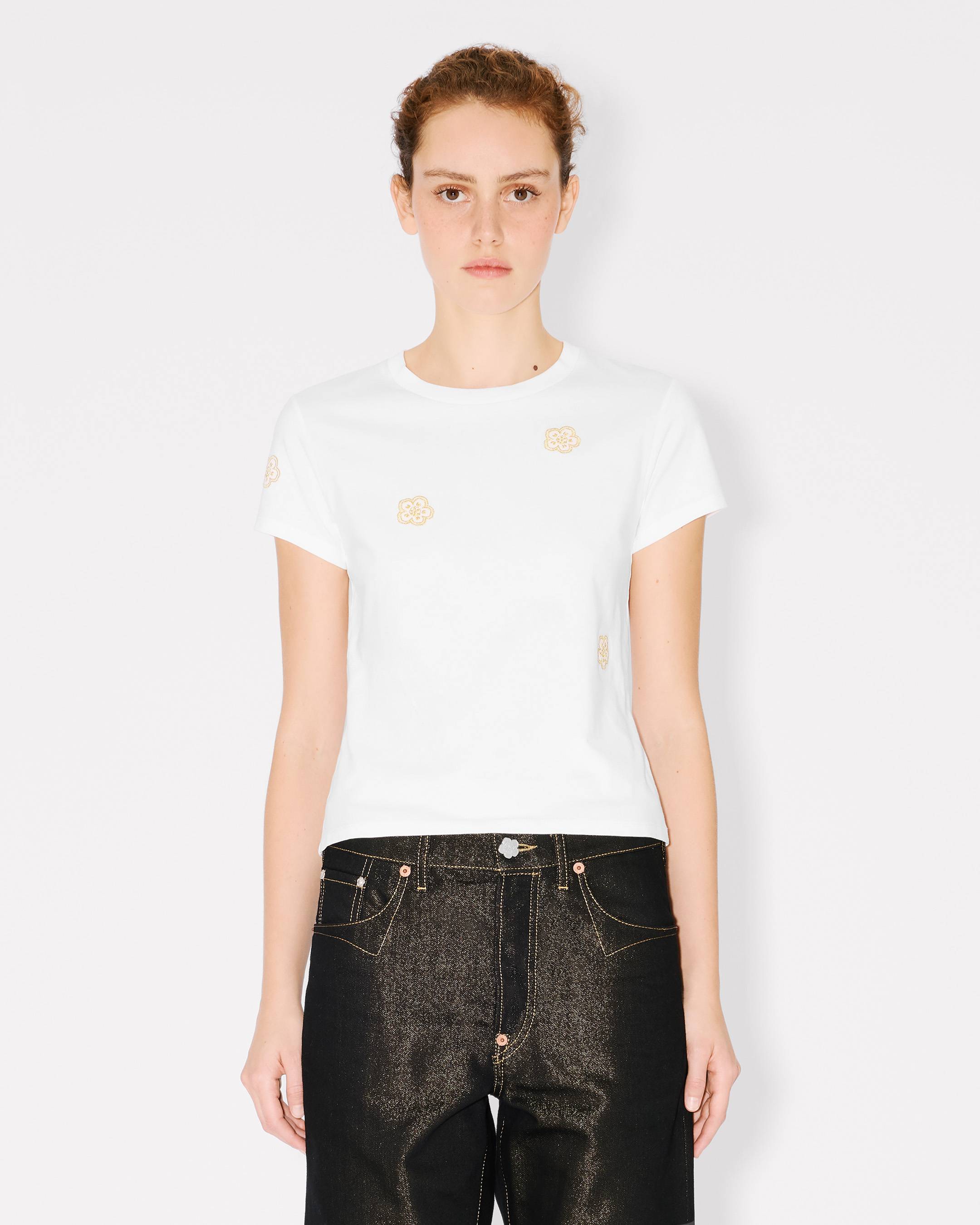 Kenzo Multi Boke Flower Embroidered Tshirt In Cotton Women's