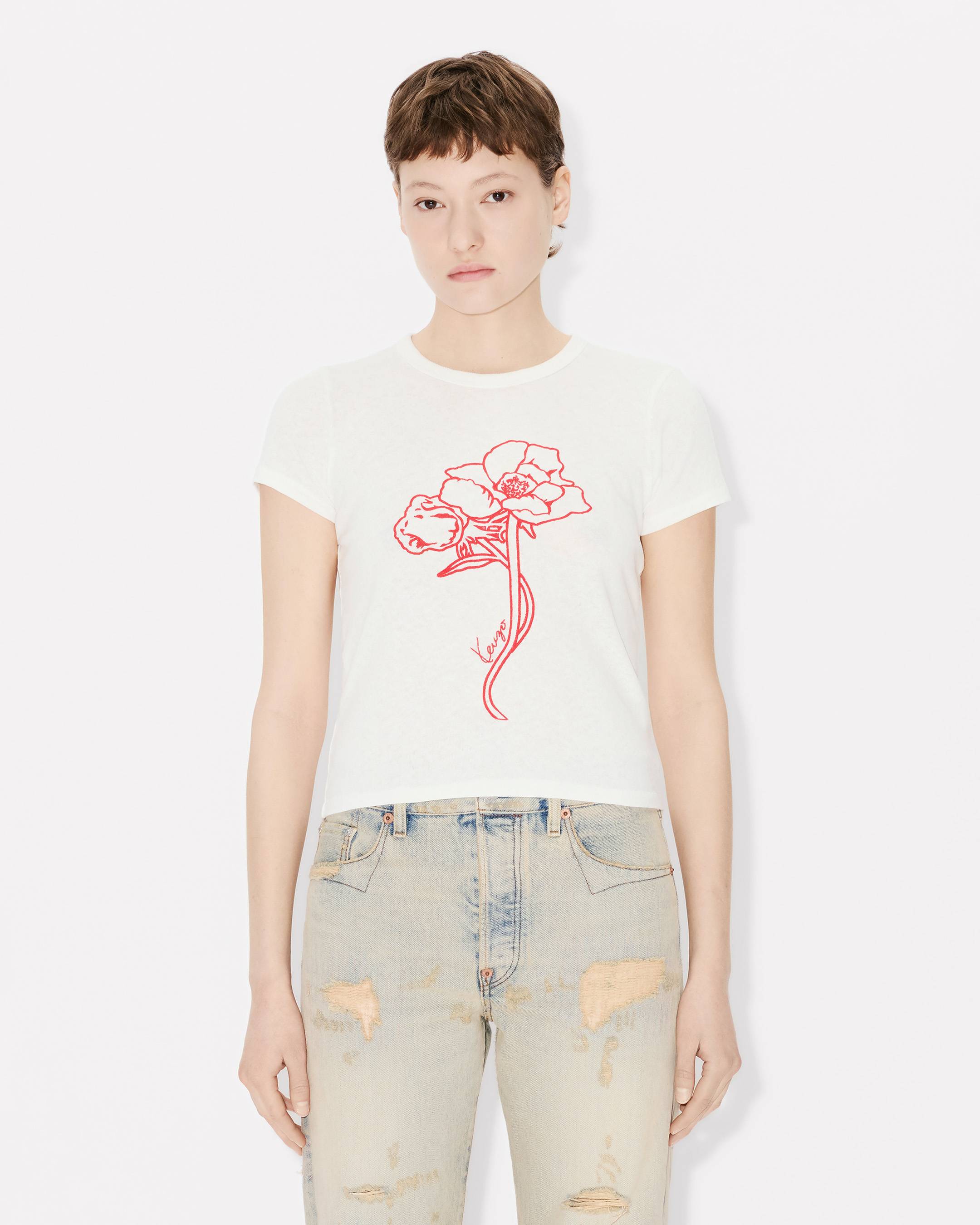 Kenzo Archive Rose Outlined Tshirt In Cotton Women's