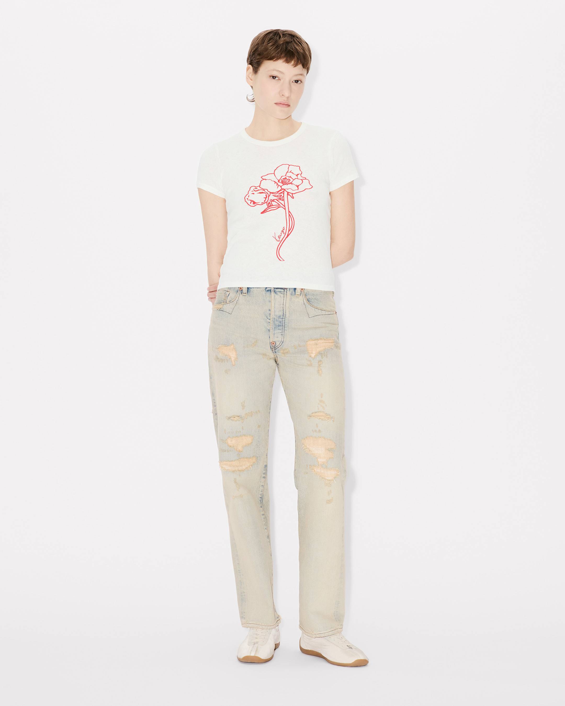 Kenzo Archive Rose Outlined Tshirt In Cotton Women's