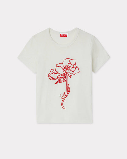 Kenzo Archive Rose Outlined Tshirt In Cotton Women's
