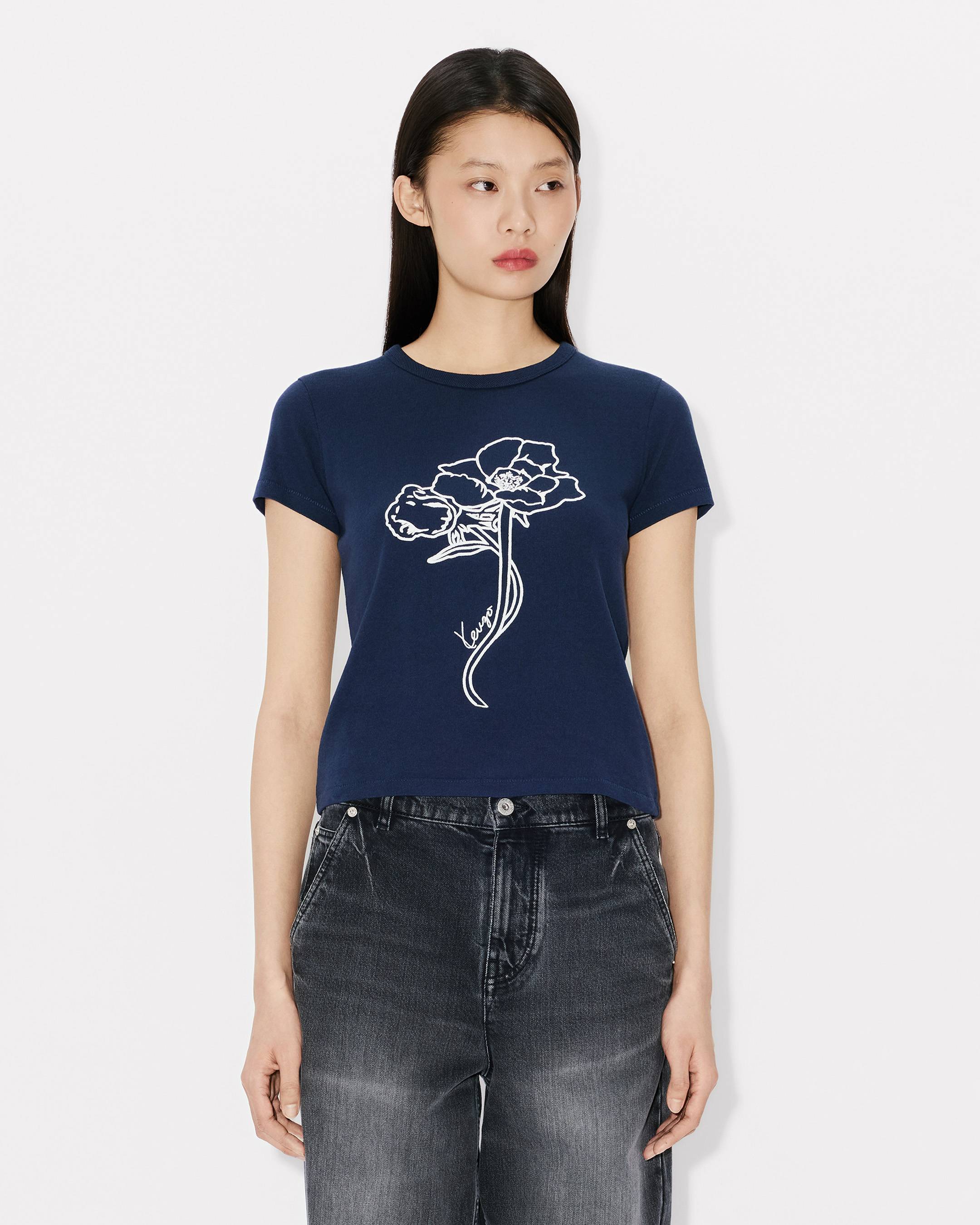 Kenzo Archive Rose Outlined Tshirt In Cotton Women's