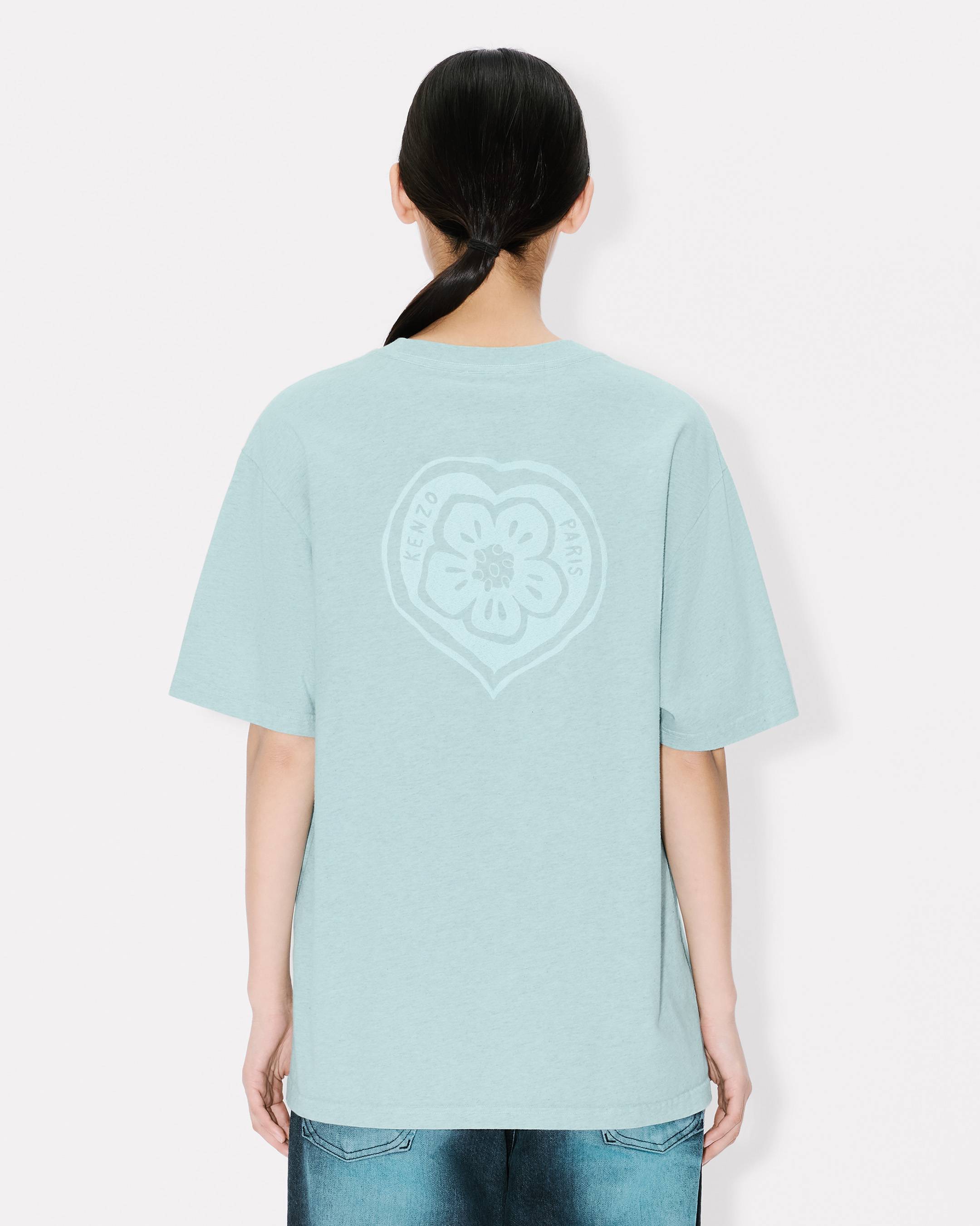 Kenzo Boke Heart Embroidered Loose Tshirt In Cotton Women's