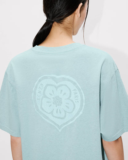 Kenzo Boke Heart Embroidered Loose Tshirt In Cotton Women's
