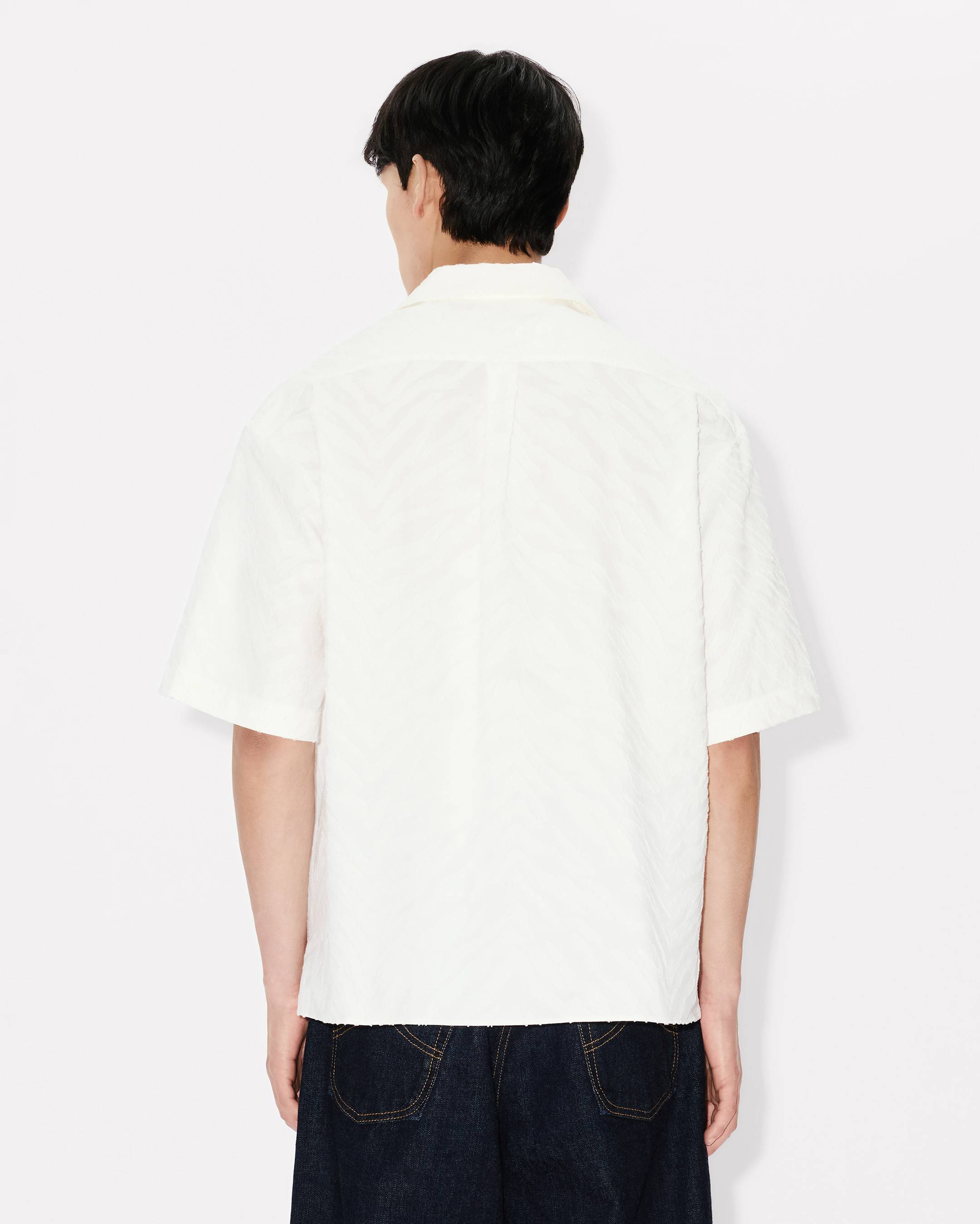 Kenzo Tiger Hawaiian Short Sleeve Shirt In Cotton Jacquard
