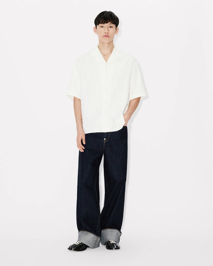 Kenzo Tiger Hawaiian Short Sleeve Shirt In Cotton Jacquard