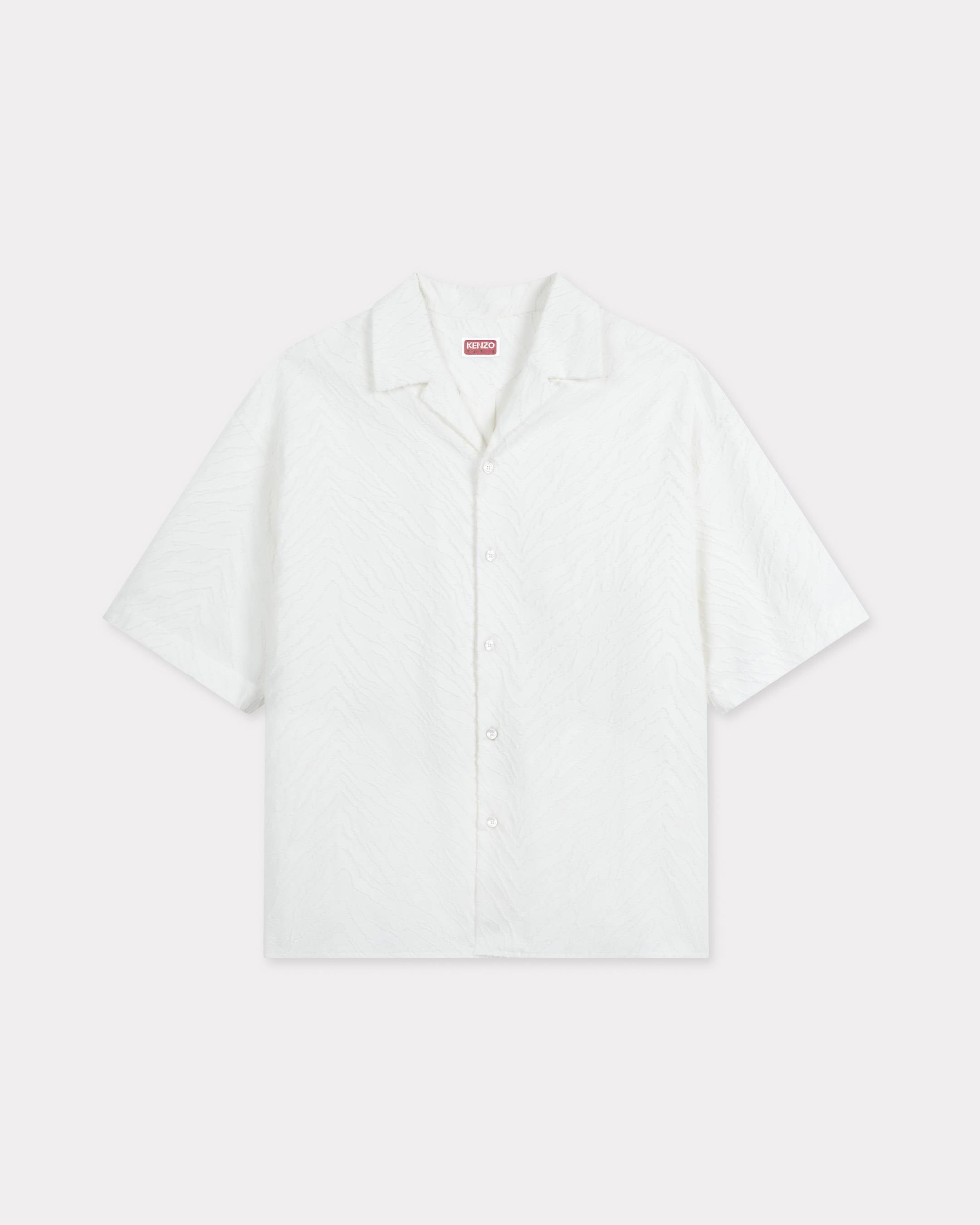 Kenzo Tiger Hawaiian Short Sleeve Shirt In Cotton Jacquard
