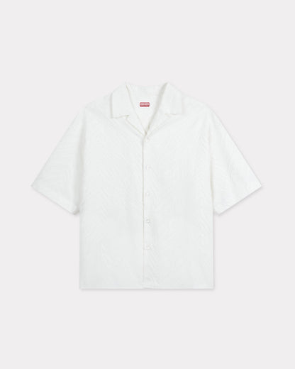 Kenzo Tiger Hawaiian Short Sleeve Shirt In Cotton Jacquard