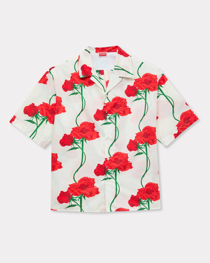 Kenzo Archive Rose Hawaiian Short Sleeve Shirt In Cotton