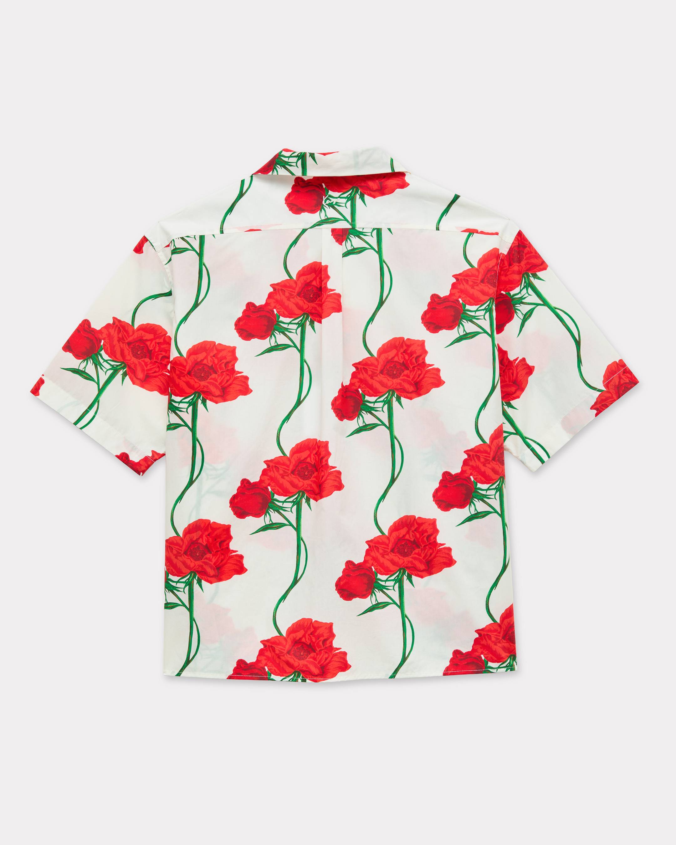 Kenzo Archive Rose Hawaiian Short Sleeve Shirt In Cotton