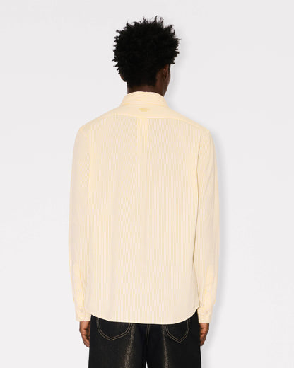 Kenzo Boke Flower Embroidered Casual Shirt In Seersucker Cotton