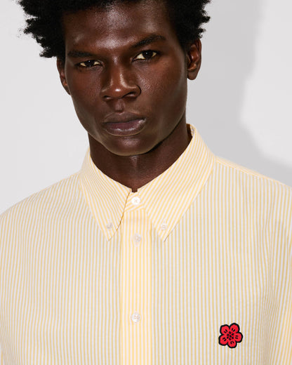 Kenzo Boke Flower Embroidered Casual Shirt In Seersucker Cotton