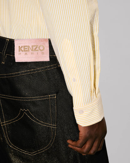 Kenzo Boke Flower Embroidered Casual Shirt In Seersucker Cotton