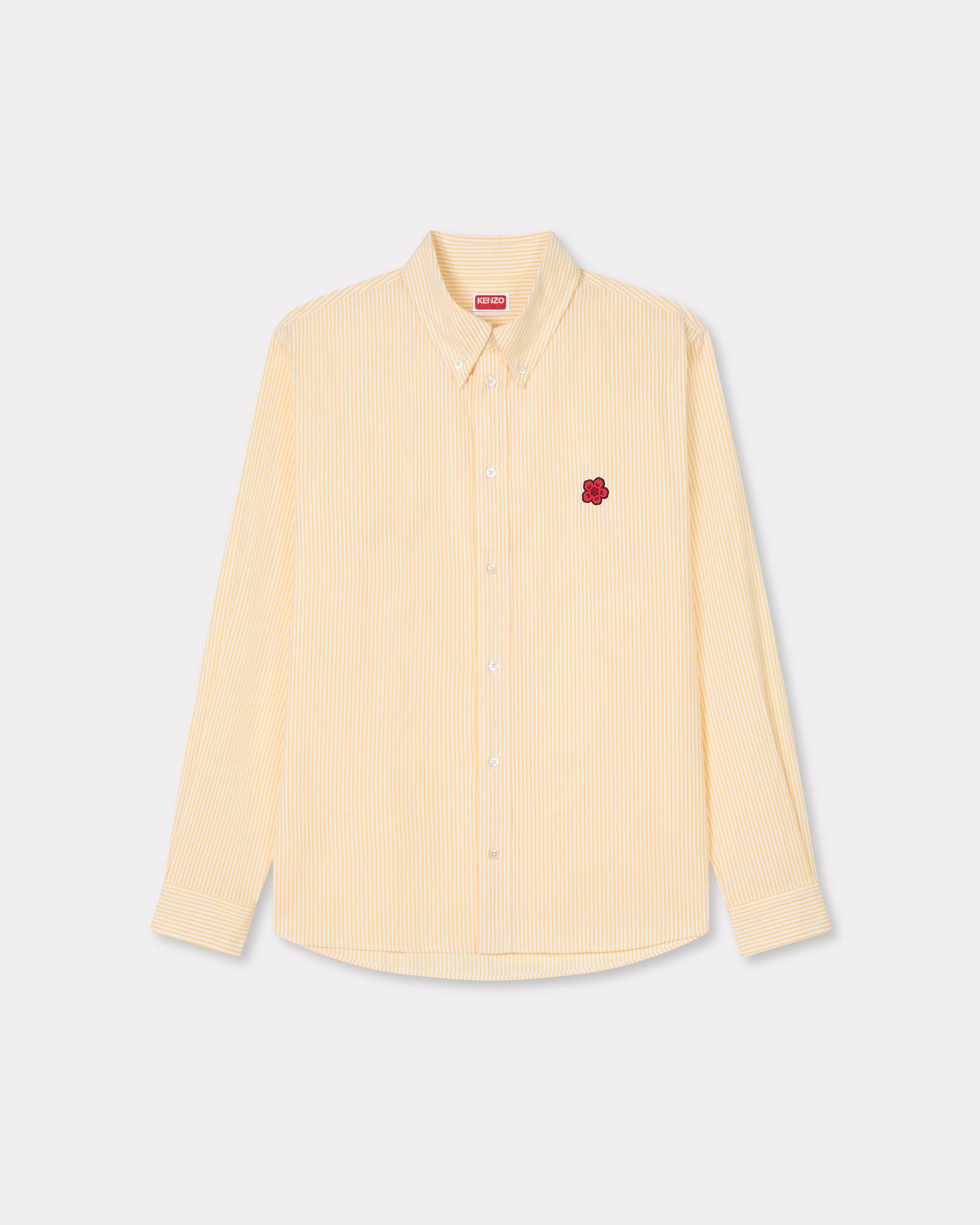 Kenzo Boke Flower Embroidered Casual Shirt In Seersucker Cotton