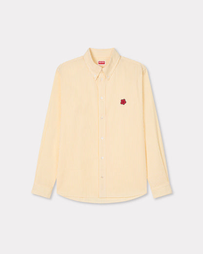 Kenzo Boke Flower Embroidered Casual Shirt In Seersucker Cotton
