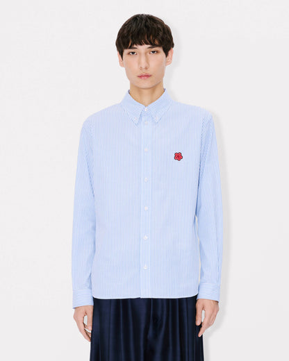Kenzo Boke Flower Embroidered Casual Shirt In Seersucker Cotton