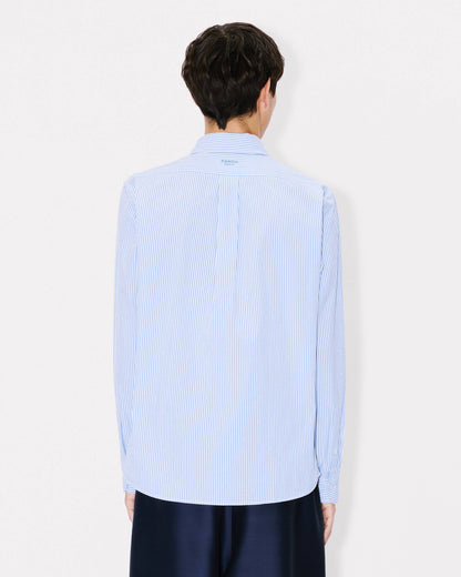 Kenzo Boke Flower Embroidered Casual Shirt In Seersucker Cotton