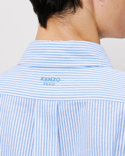 Kenzo Boke Flower Embroidered Casual Shirt In Seersucker Cotton