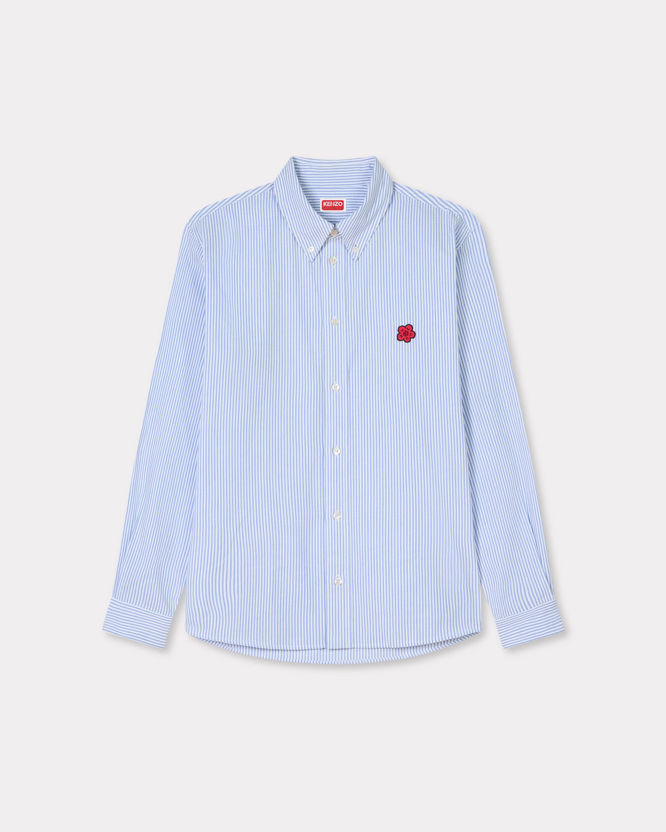 Kenzo Boke Flower Embroidered Casual Shirt In Seersucker Cotton