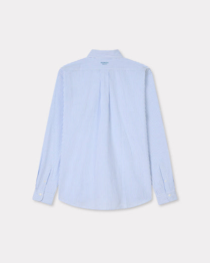 Kenzo Boke Flower Embroidered Casual Shirt In Seersucker Cotton