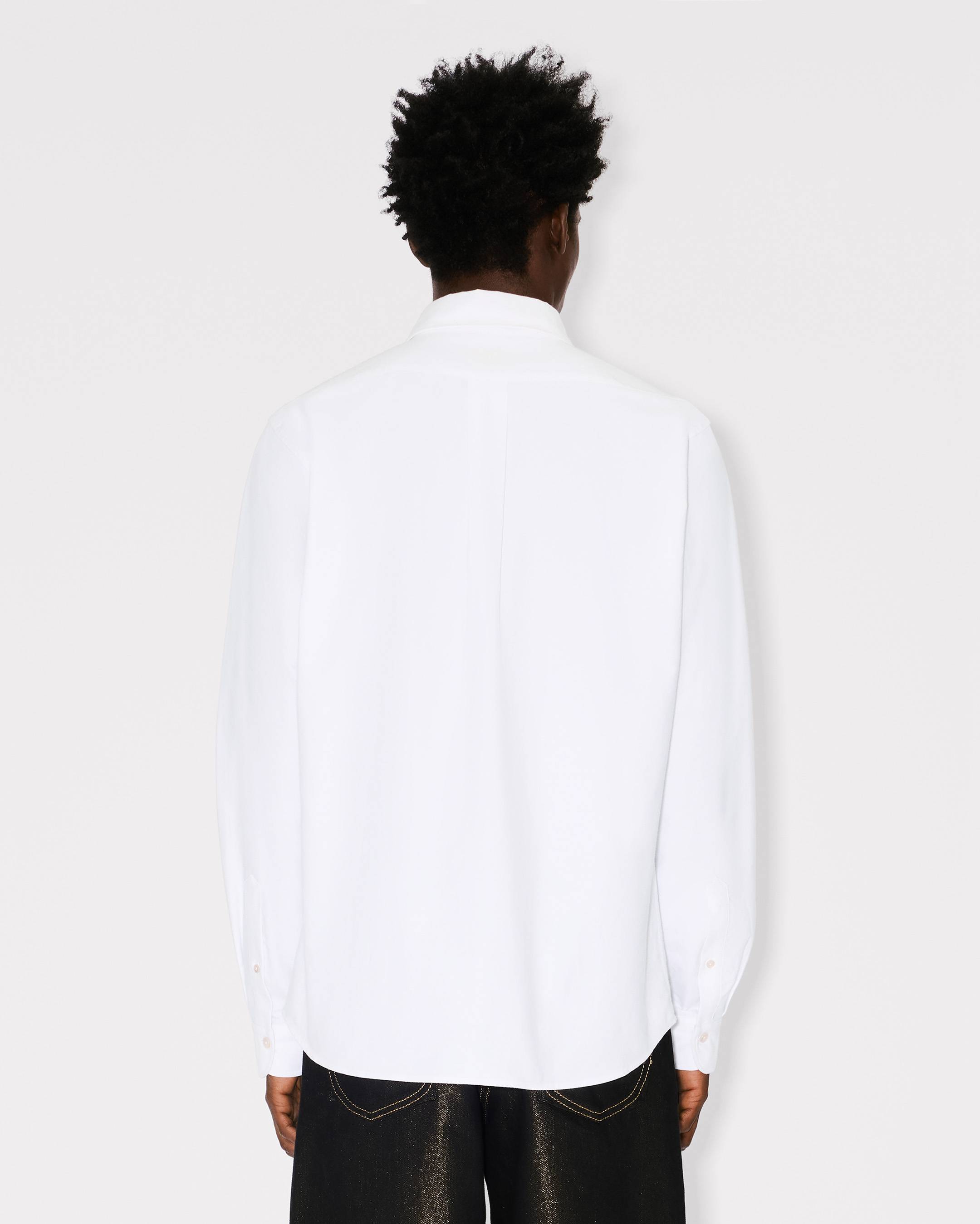 Kenzo Boke Flower Embroidered Casual Shirt In Cotton Oxford