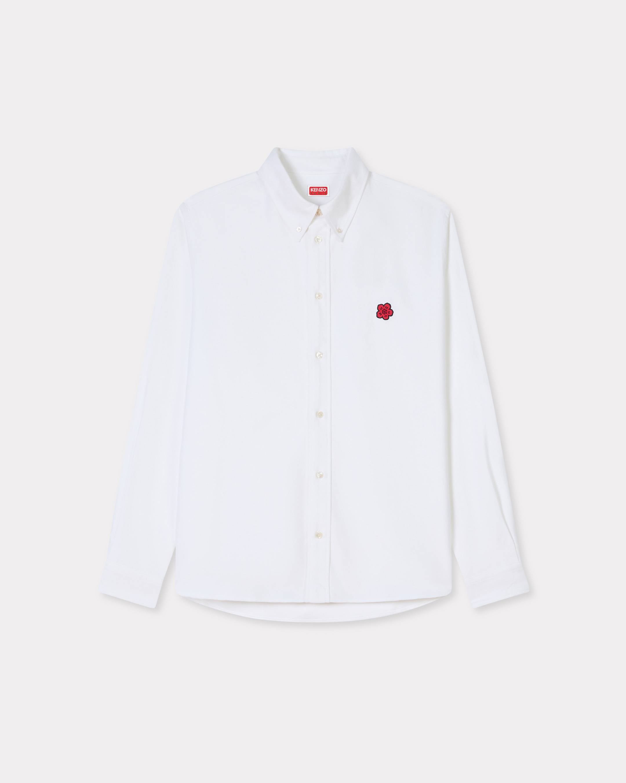 Kenzo Boke Flower Embroidered Casual Shirt In Cotton Oxford