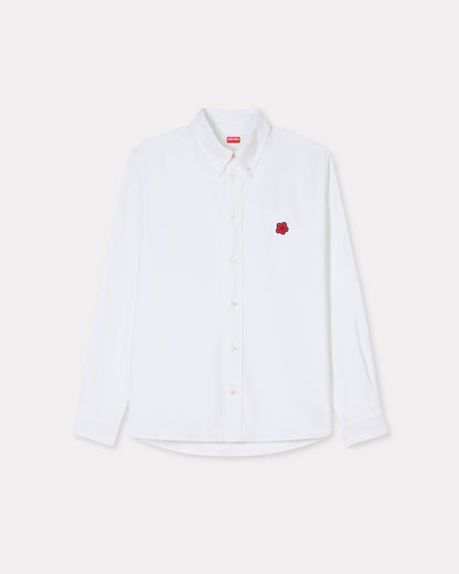 Kenzo Boke Flower Embroidered Casual Shirt In Cotton Oxford