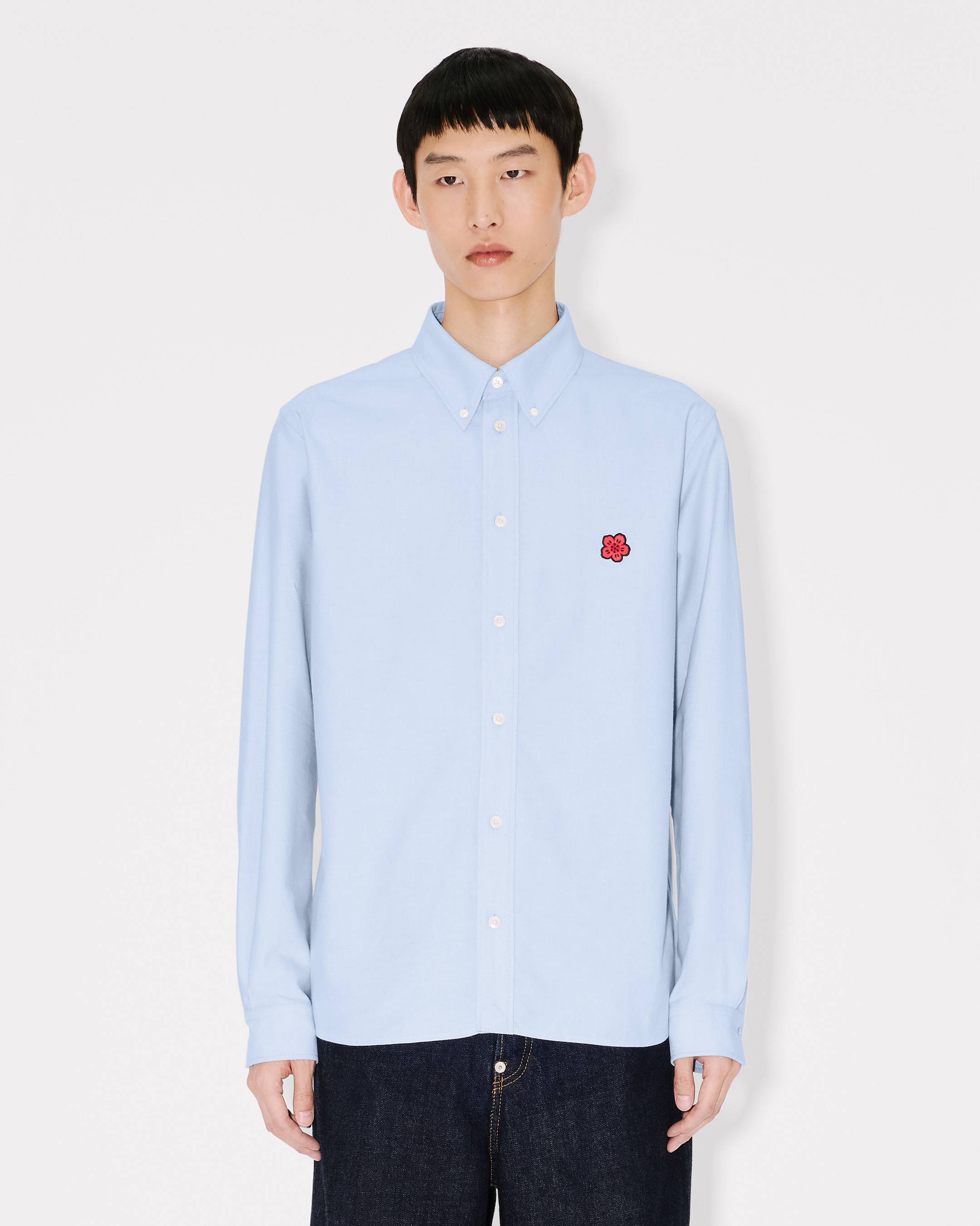 Kenzo Boke Flower Embroidered Casual Shirt In Cotton Oxford
