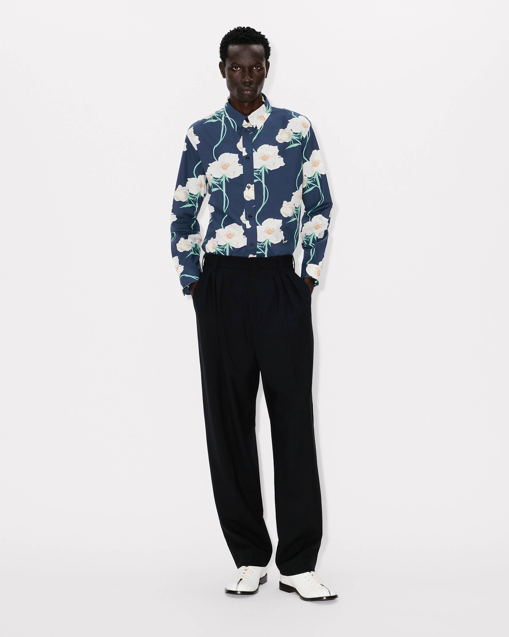 Kenzo Archive Rose Casual Shirt In Oxford Cotton