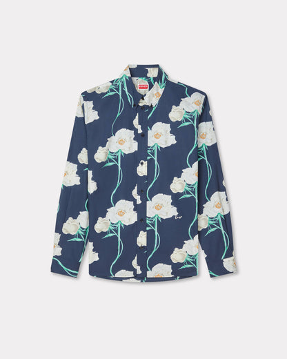 Kenzo Archive Rose Casual Shirt In Oxford Cotton