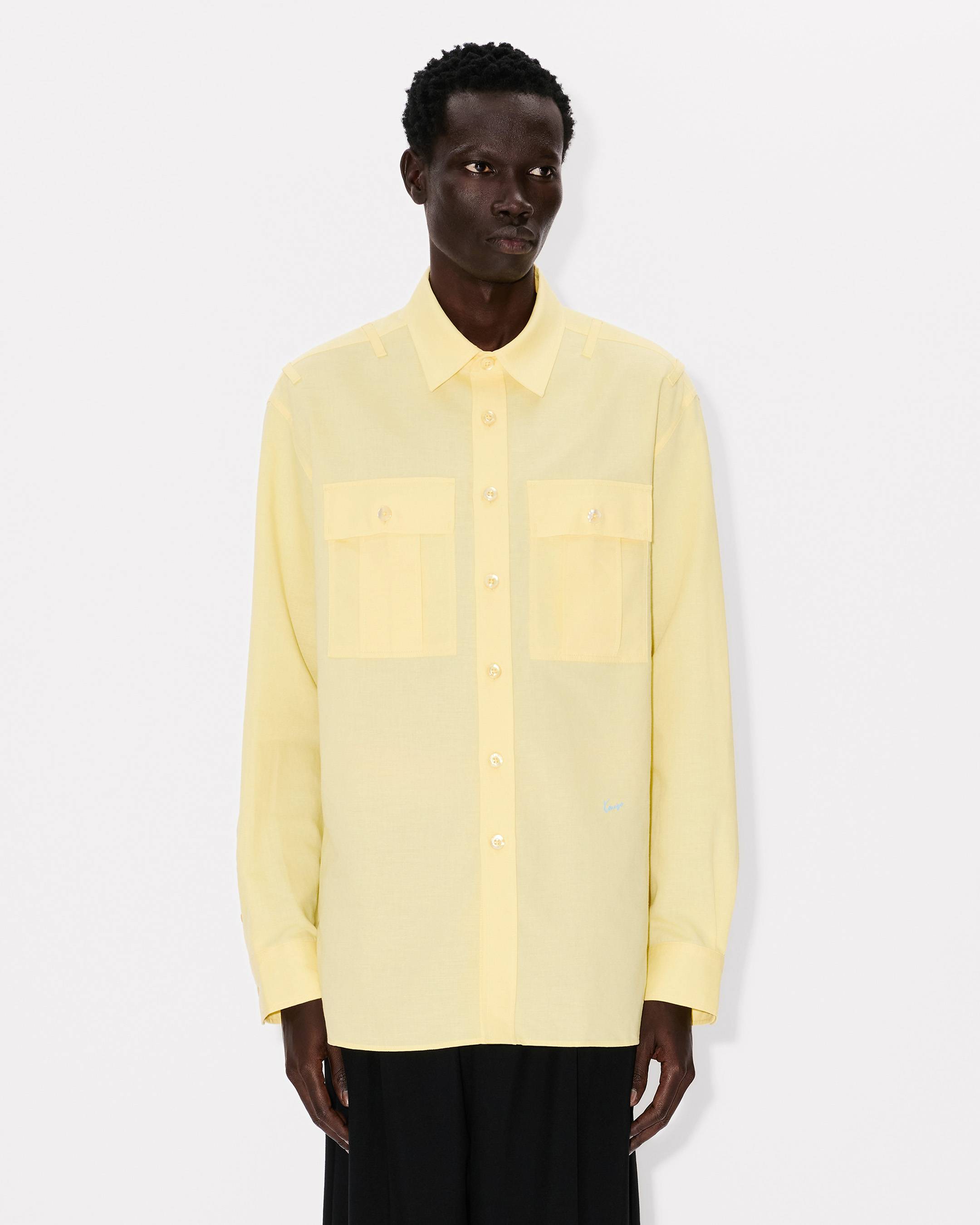 Kenzo Cargo Overshirt In Cotton Linen