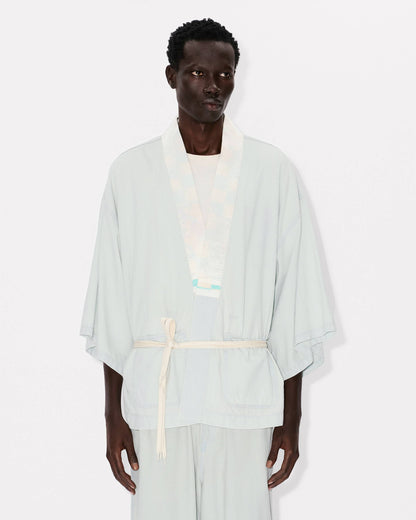 Kenzo Oversized Kimono Shirt In Stone Bleach Chambray