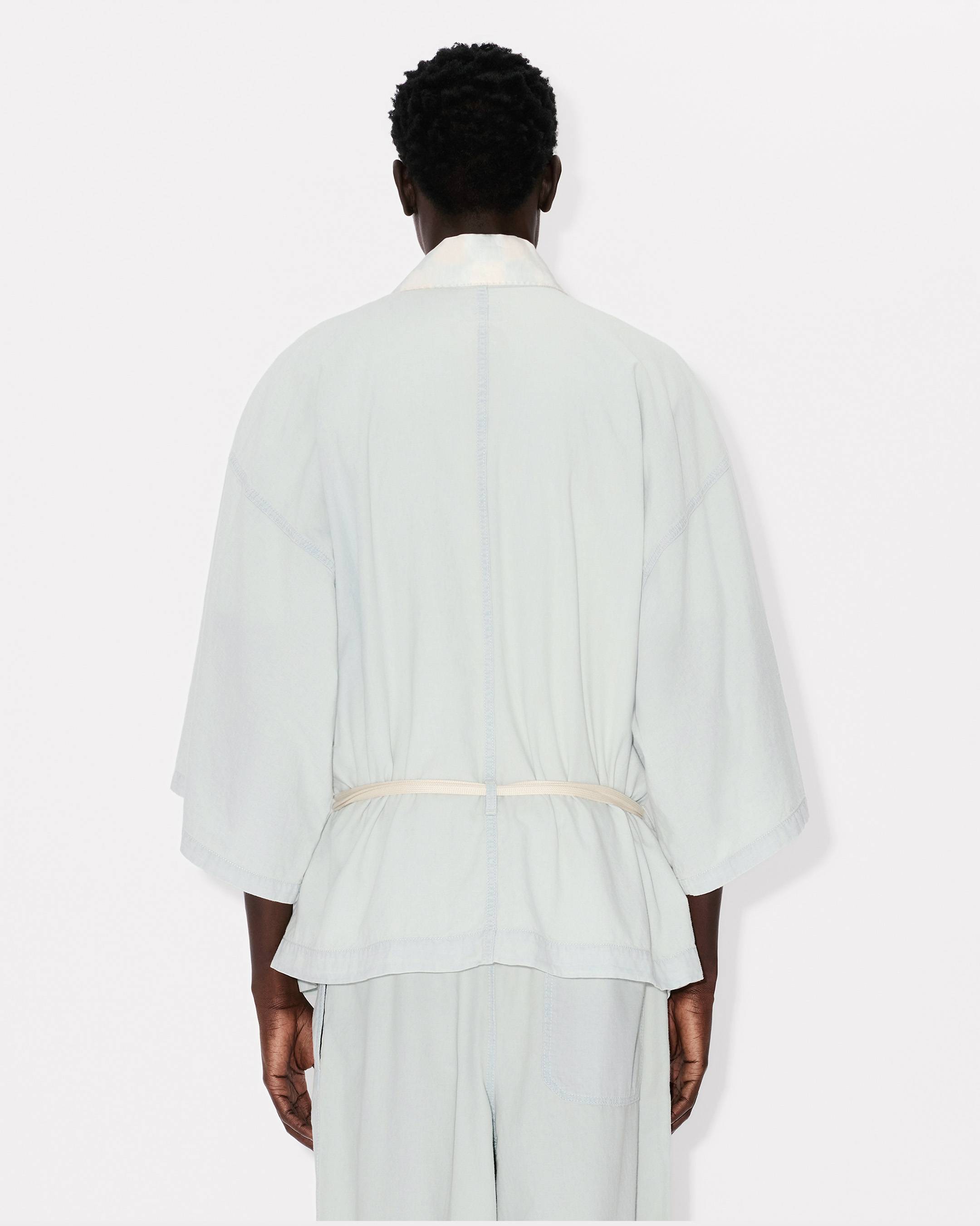 Kenzo Oversized Kimono Shirt In Stone Bleach Chambray