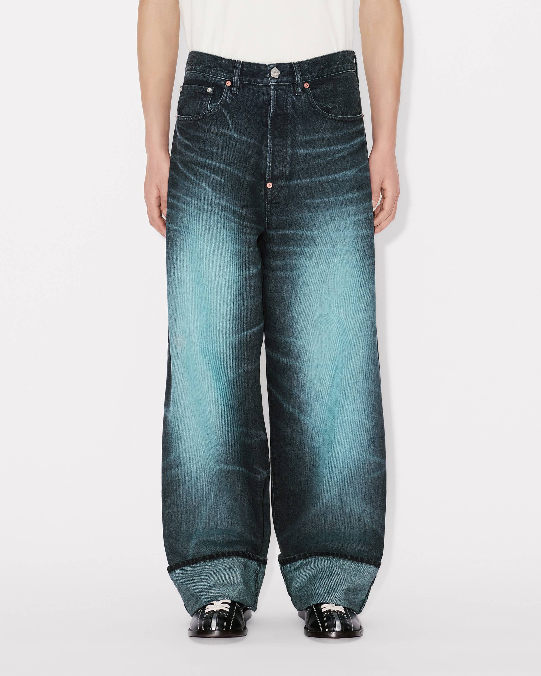 Kenzo Turn Up Wide Fit Jeans In Japanese Denim