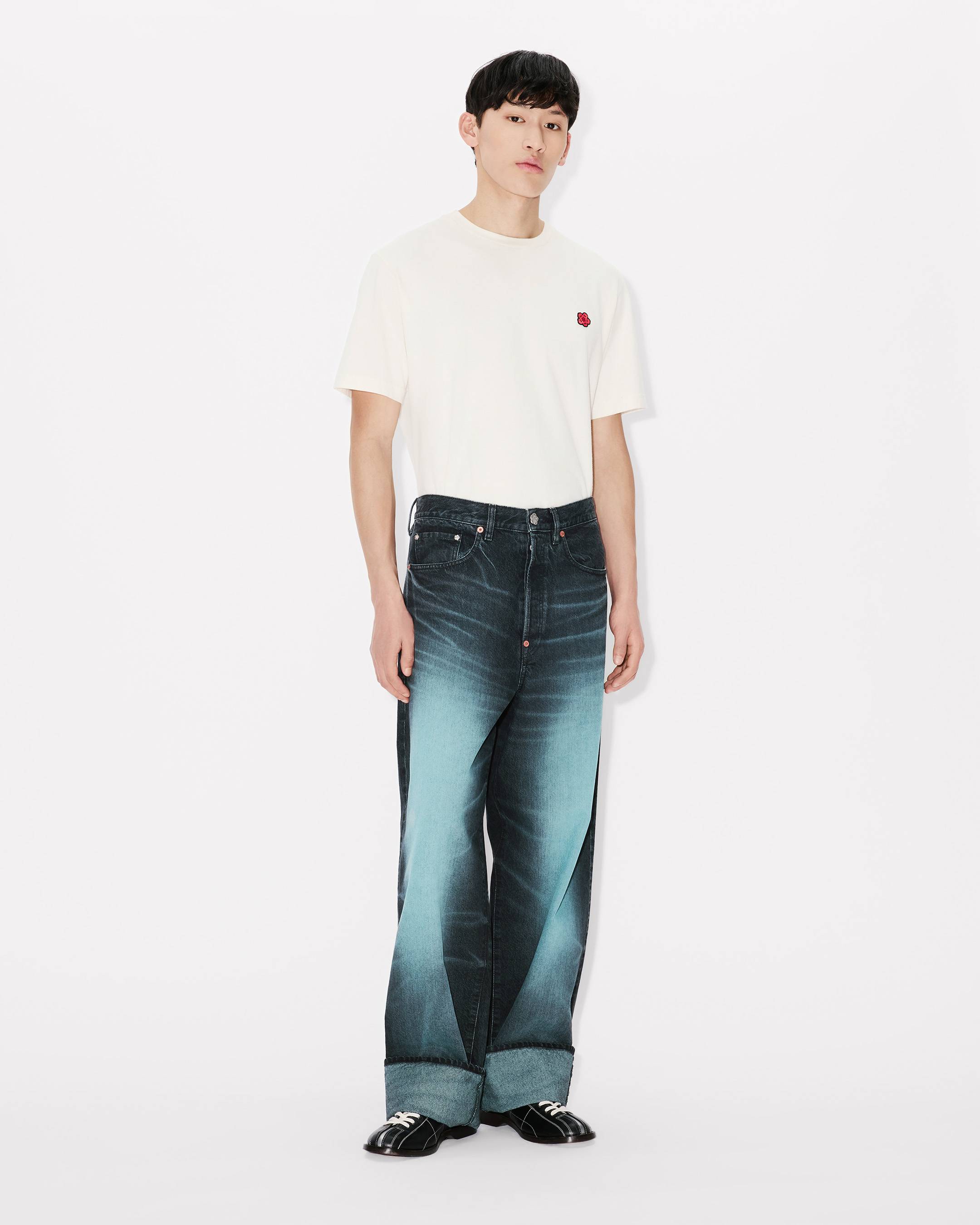 Kenzo Turn Up Wide Fit Jeans In Japanese Denim
