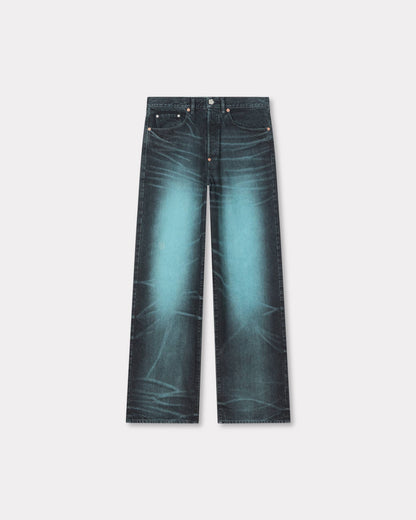 Kenzo Turn Up Wide Fit Jeans In Japanese Denim